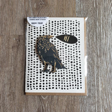 Load image into Gallery viewer, "Hi" Crow Wooden Magnet + Greeting Card