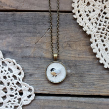 Load image into Gallery viewer, Tiny Embroidered Chickadee Necklace