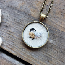 Load image into Gallery viewer, Tiny Embroidered Chickadee Necklace
