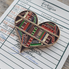 Load image into Gallery viewer, Library Book Heart Enamel Pin