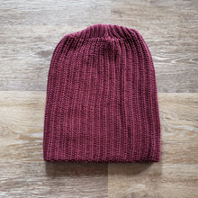 Load image into Gallery viewer, Burgundy Cotton Knit Beanie. Made in Portland Oregon.