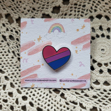 Load image into Gallery viewer, Bi Heart Enamel Pin