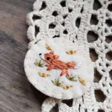 Load image into Gallery viewer, Tiny Embroidered Fox Brooch