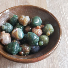 Load image into Gallery viewer, Moss Agate Acorn Pocket Stone