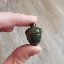 Load image into Gallery viewer, Moss Agate Acorn Pocket Stone