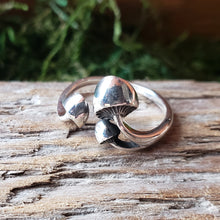 Load image into Gallery viewer, Sterling Silver Adjustable Mushroom Trio Ring