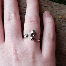 Load image into Gallery viewer, Sterling Silver Adjustable Mushroom Trio Ring