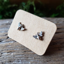 Load image into Gallery viewer, Tiny Sterling Silver Bee Studs