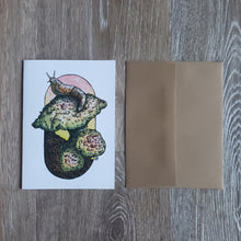 Load image into Gallery viewer, Slug on a Mushroom Greeting Card