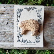 Load image into Gallery viewer, Handmade Woodland Bear Brooch