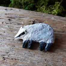 Load image into Gallery viewer, Handmade Woodland Badger Brooch