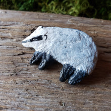 Load image into Gallery viewer, Handmade Woodland Badger Brooch