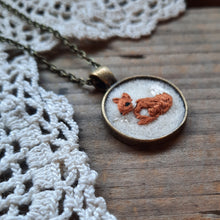 Load image into Gallery viewer, Tiny Embroidered Red Fox Necklace