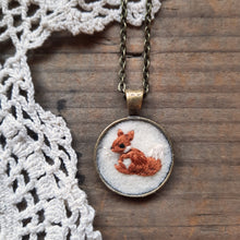 Load image into Gallery viewer, Tiny Embroidered Red Fox Necklace