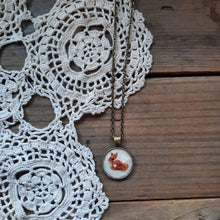 Load image into Gallery viewer, Tiny Embroidered Red Fox Necklace