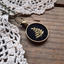 Load image into Gallery viewer, Tiny Embroidered Fern Leaf Necklace
