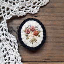 Load image into Gallery viewer, Tiny Embroidered Floral Bouquet Brooch