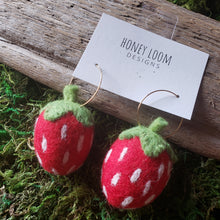 Load image into Gallery viewer, Hand Felted Chunky Strawberry Earrings