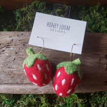 Load image into Gallery viewer, Hand Felted Chunky Strawberry Earrings