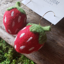 Load image into Gallery viewer, Hand Felted Chunky Strawberry Earrings