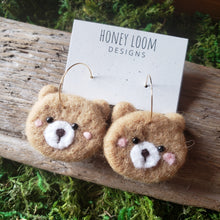 Load image into Gallery viewer, Hand Felted Chunky Teddy Bear Earrings