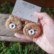 Load image into Gallery viewer, Hand Felted Chunky Teddy Bear Earrings