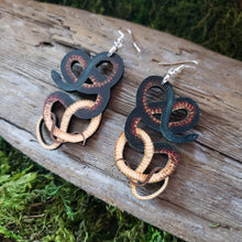 Load image into Gallery viewer, Coachwhip Snake Wooden Earrings