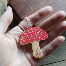 Load image into Gallery viewer, Wooden Amanita Mushroom Keychain