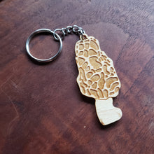Load image into Gallery viewer, Wooden Morel Mushroom Keychain