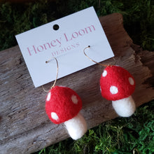 Load image into Gallery viewer, Hand Felted Chunky Mushroom Earrings