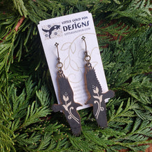 Load image into Gallery viewer, Raven Outline Wood Earrings