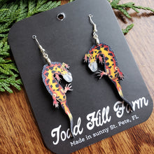 Load image into Gallery viewer, Firebelly Newt Wooden Earrings