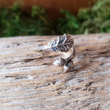 Load image into Gallery viewer, Sterling Silver Adjustable Oak & Acorn Ring