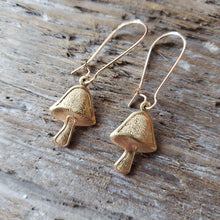 Load image into Gallery viewer, Brass Mushroom Dangle Earrings