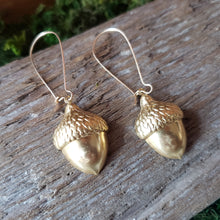 Load image into Gallery viewer, Brass Acorn Dangle Earrings