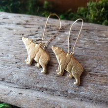 Load image into Gallery viewer, Brass Bear Dangle Earrings