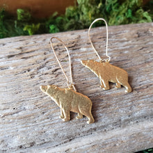 Load image into Gallery viewer, Brass Bear Dangle Earrings