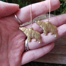 Load image into Gallery viewer, Brass Bear Dangle Earrings