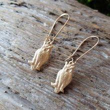 Load image into Gallery viewer, Brass Owl Dangle Earrings