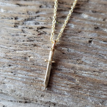 Load image into Gallery viewer, Tiny Brass Dagger Pendant