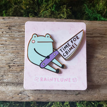 Load image into Gallery viewer, "Time for Crimes" Frog Enamel Pin