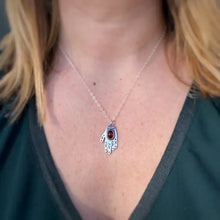 Load image into Gallery viewer, Garnet Hamsa Hand Sterling Silver Pendant