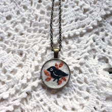 Load image into Gallery viewer, Tiny Embroidered Crow Necklace