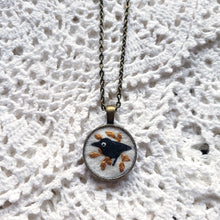 Load image into Gallery viewer, Tiny Embroidered Crow Necklace