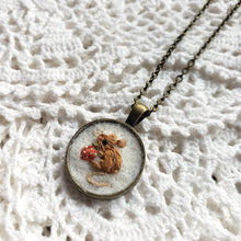 Load image into Gallery viewer, Tiny Embroidered Mouse & Strawberry Necklace