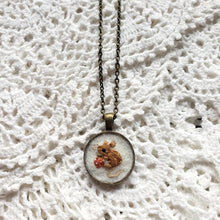 Load image into Gallery viewer, Tiny Embroidered Mouse & Strawberry Necklace
