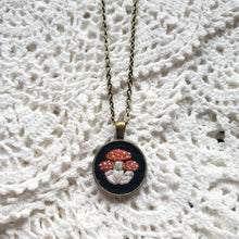 Load image into Gallery viewer, Tiny Embroidered Mushroom Necklace