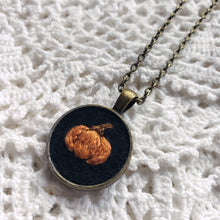 Load image into Gallery viewer, Tiny Embroidered Pumpkin Necklace