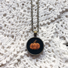 Load image into Gallery viewer, Tiny Embroidered Pumpkin Necklace
