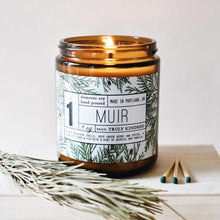 Load image into Gallery viewer, &quot;Muir&quot; Cedar, Fir, Berries, &amp; Vanilla 8oz. Soy Candle
